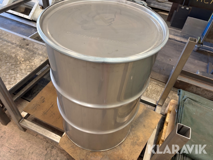 Rostfritt fat med lock 208 liter