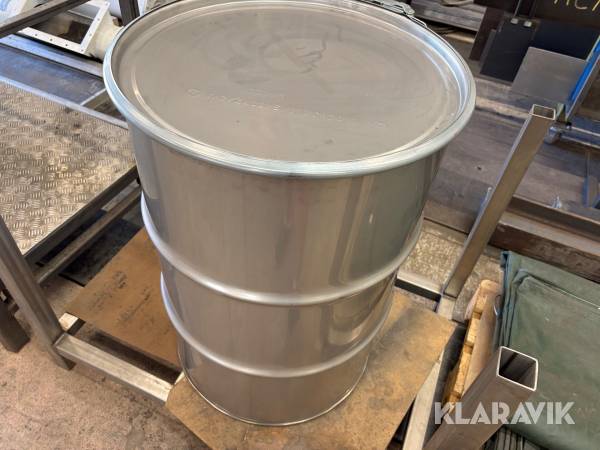 Rostfritt fat med lock 208 liter