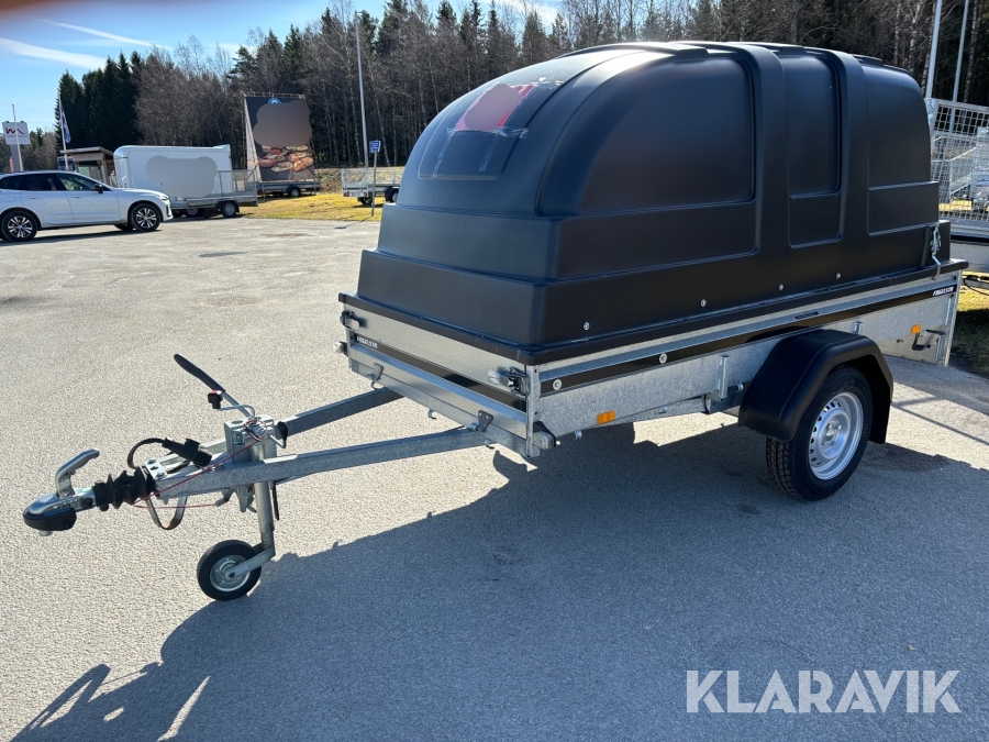 Personbilssläp Fogelsta L0750 med jacsalhuv, combilocklås & stödhjul