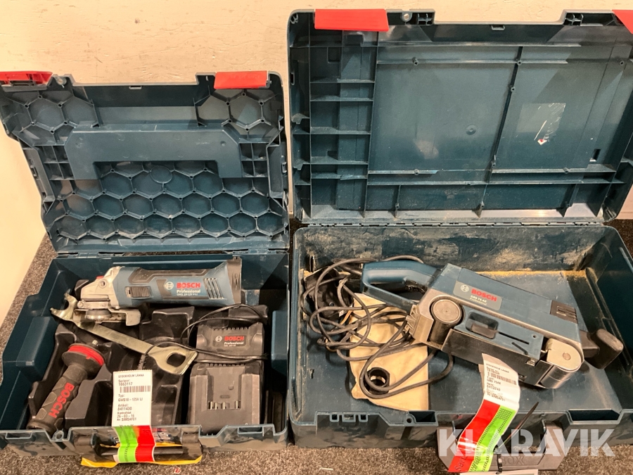 Vinkelslip och Bandslip Bosch GWS 18-125 V-LI, GBS 75 AE