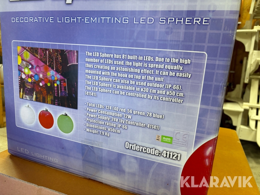 LED belysning glob Showtec LED Sphere 50, Tyresö, Klaravik a