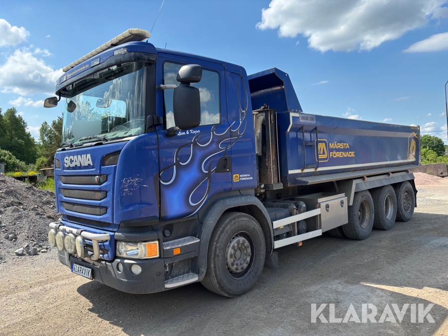 Lastbil / schaktbil Scania G490 8x4 med sörling flak