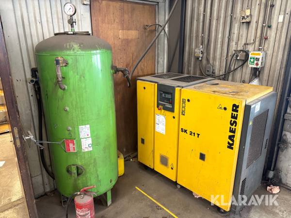 Kompressor Kaeser SK 21 T med tryckluftbehållare