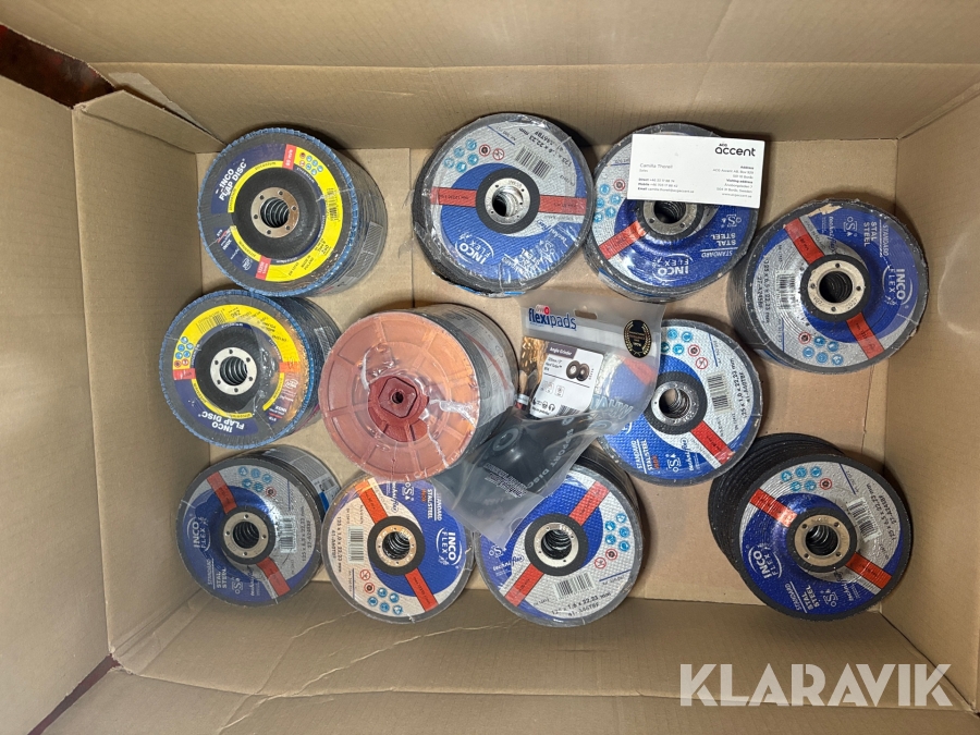 Kartong med blandade slipskivor