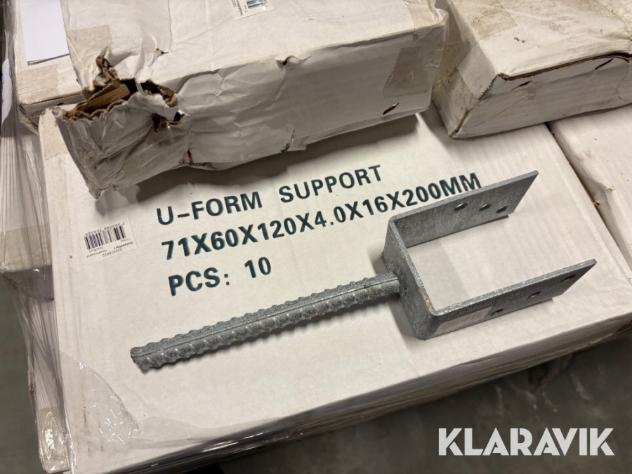 Stolpsko för ingjutning U-form 71x60x120x4.0x16x200mm 280st