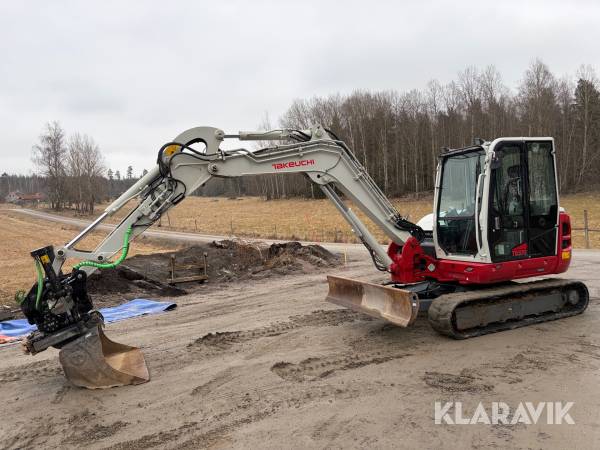 Grävmaskin Takeuchi TB370 med tiltrotator, grip och 6 st redskap