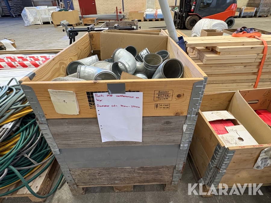 Parti med Ventilationsdelar rör/böjar