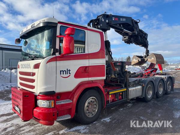 Kranväxlare Scania G450 8x4 med  Kran Jibb och lastväxlare