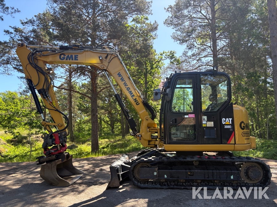 Grävmaskin CAT 308E2 CR med skopor & rotortilt