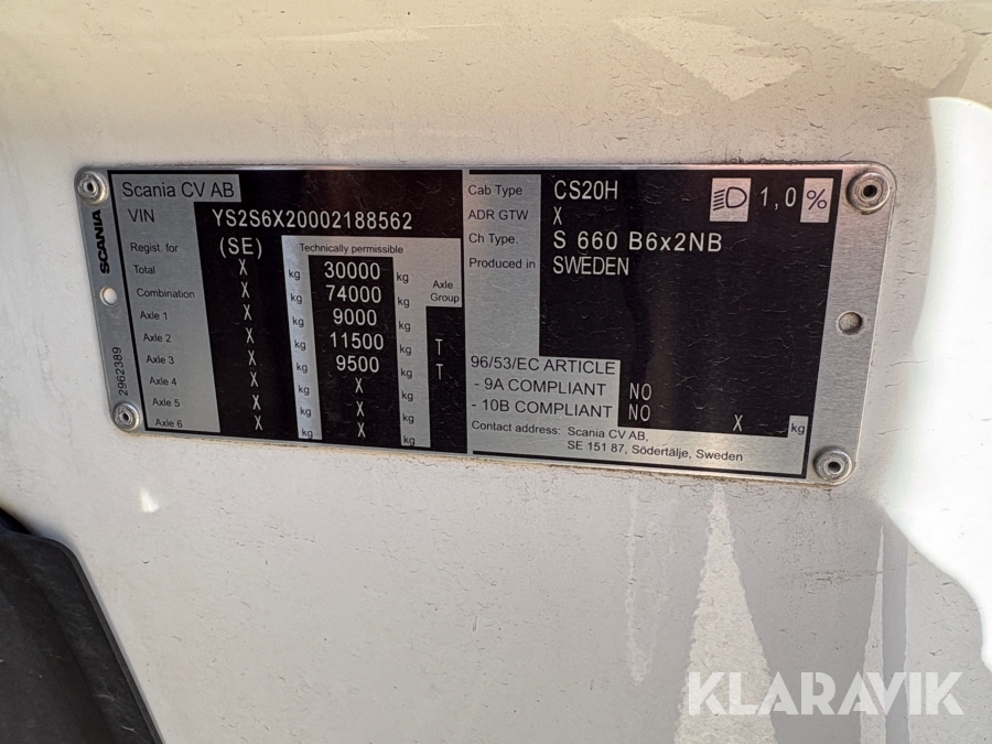 Lastväxlare Scania S660 6x2