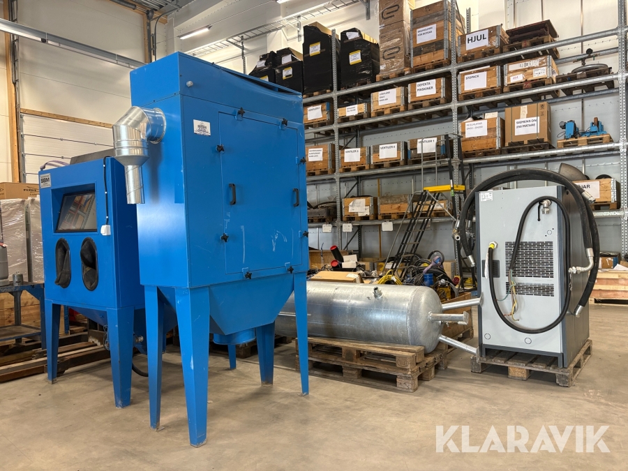 Blästerskåp SBM med kompressor Atlas Copco ,filter och tank