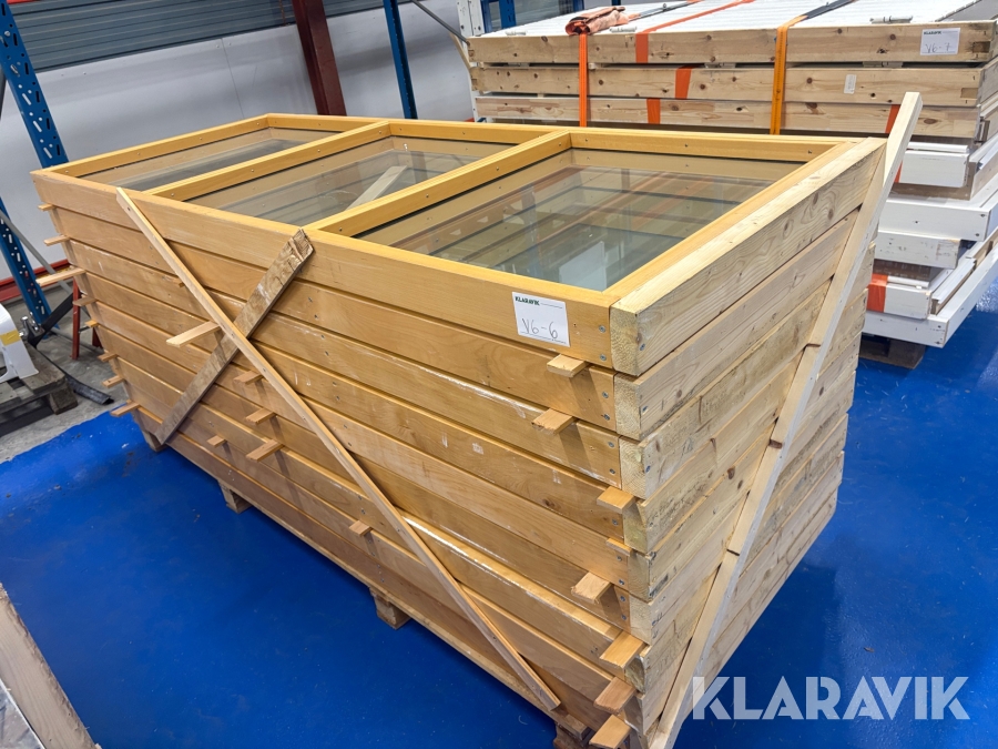 Fönster glaspartier 9 st, för inomhusmontage