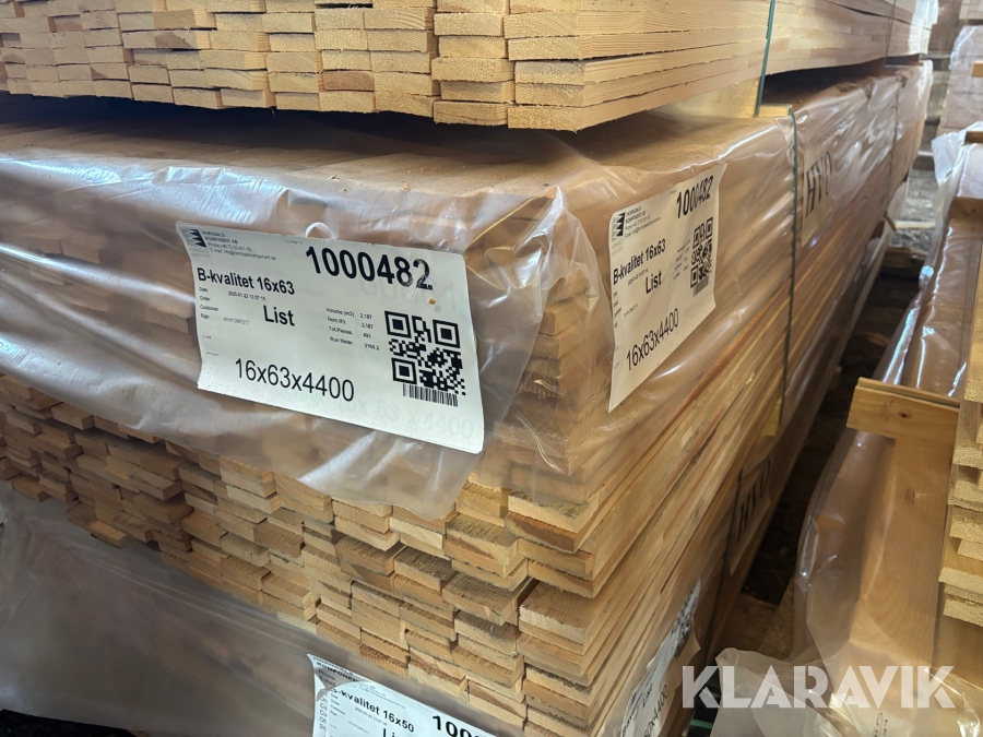 Virke B-kvalitet Horndals Virkesoulet 16x63 kvistfri 2169,2Lpm