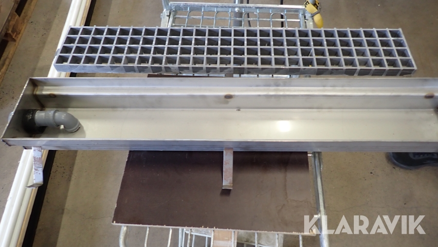 Golvbrunn / ränna för ingjutning Vallin Rostfri & körbart galler