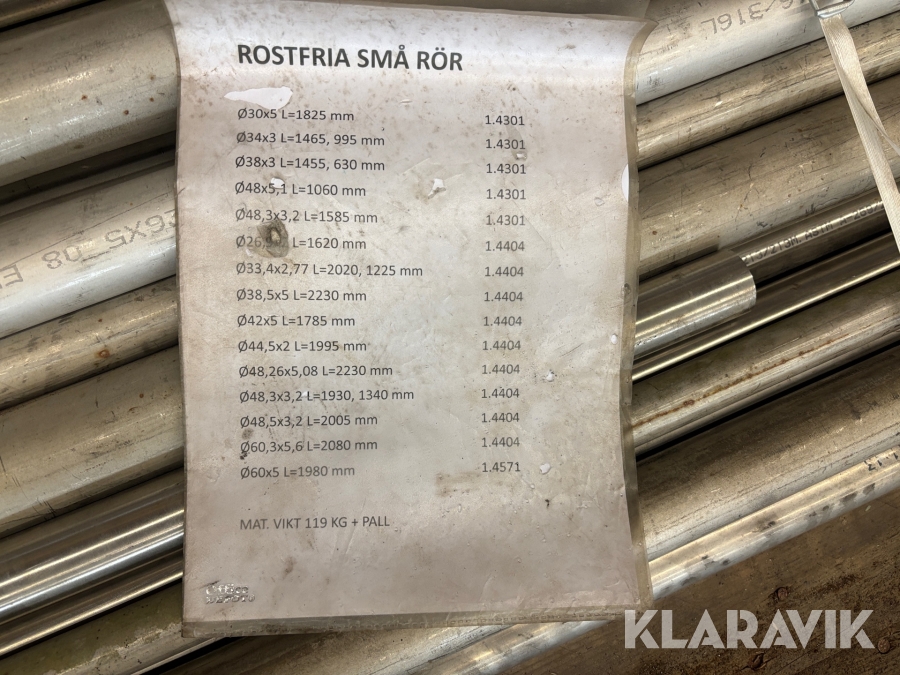 Rostfri rör, Karlstad, Klaravik auktioner