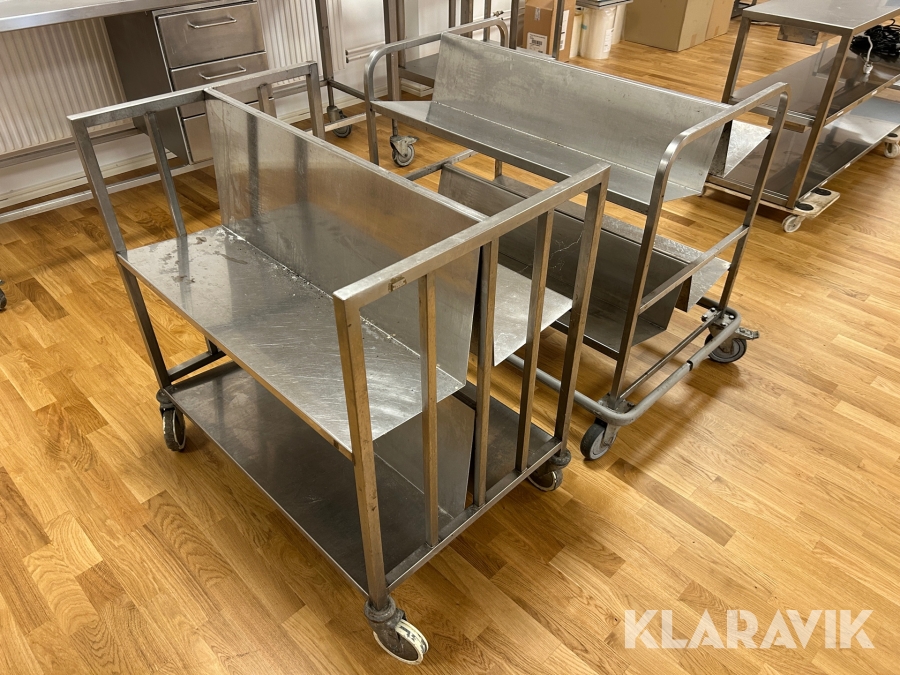 Rostfri förvaringsvagn 2 st