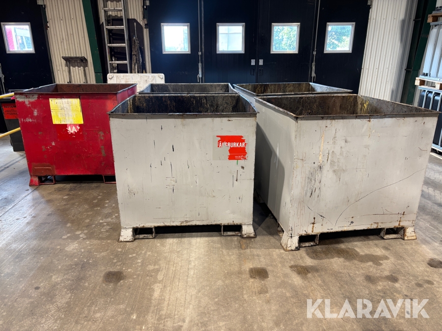 Stålcontainrar med gaffelstyrning 5st