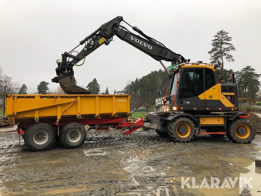 Hjulgrävmaskin Volvo EWR150E dumperkärra, grävsystem + 8 redskap