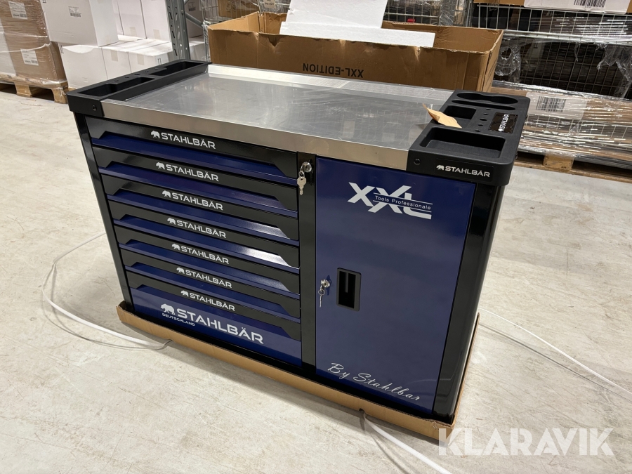 Stor verktygsvagn 7 lådor inkl verktyg, soft close Stahlbär