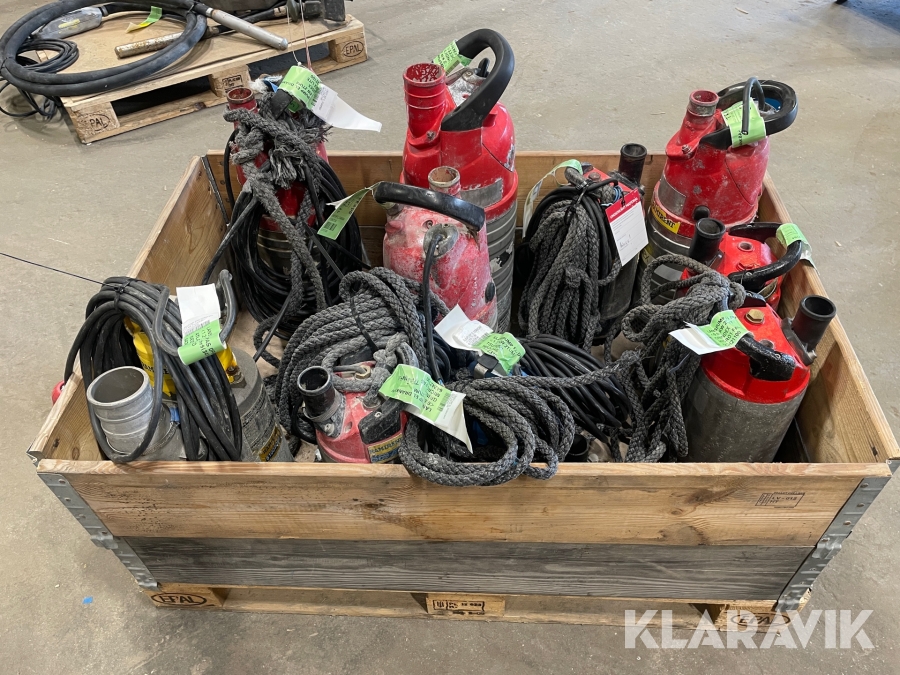 Diverse pumpar Grindex, Atlas Copco, Tsurumi Miner, minex lite, Micro, weda30L, HS2.75S