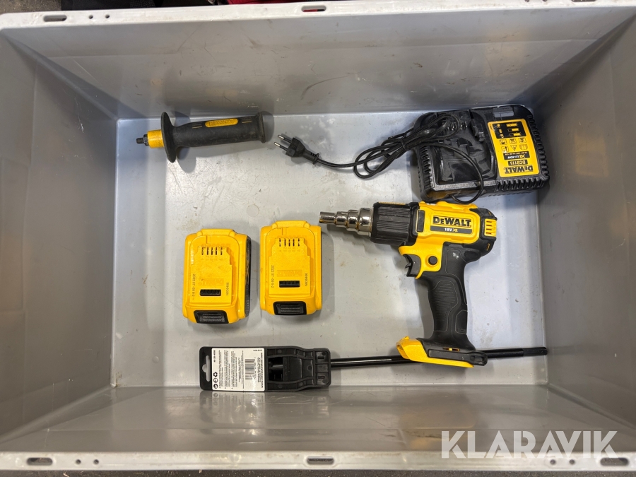 Värmepistol Dewalt 18v med 2 batterier och laddare