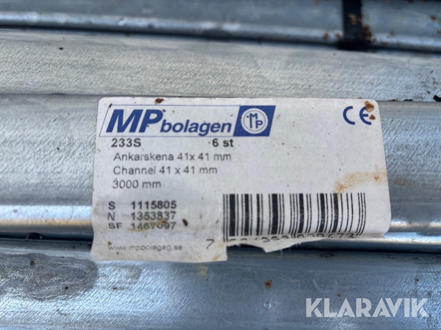 Stålprofiler / ankarskena 41x41mm