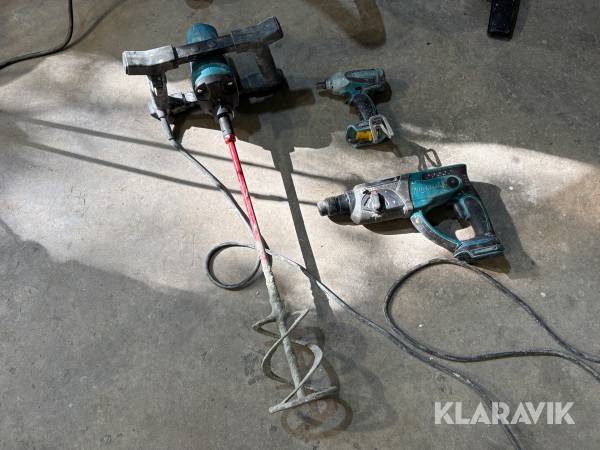 Kit med handmaskiner från Makita slagborr, borrmaskin och bruksblandare