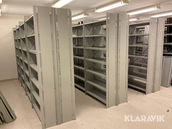 Lagerhyllor i plåt 14st 4-sektioner