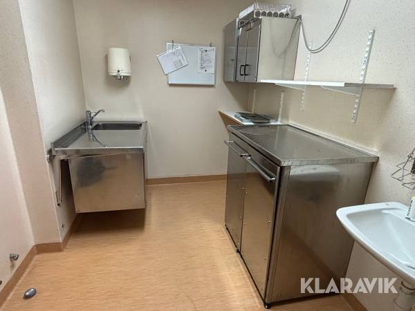 Rostfri diskbänk, skåp, värmeskåp
