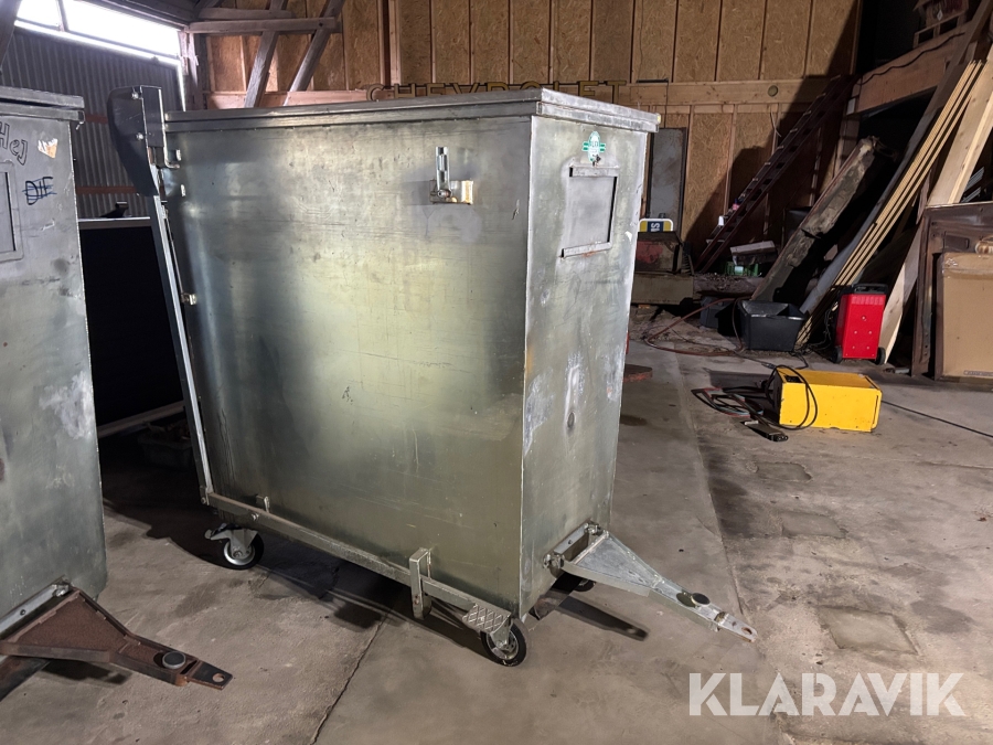 Sopcontainer Alfa 2st på hjul med drag 1000L