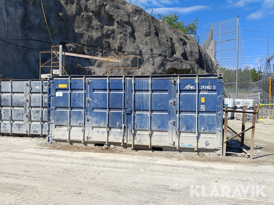 Miljöcontainer 20fot med öppen lång & kortsida