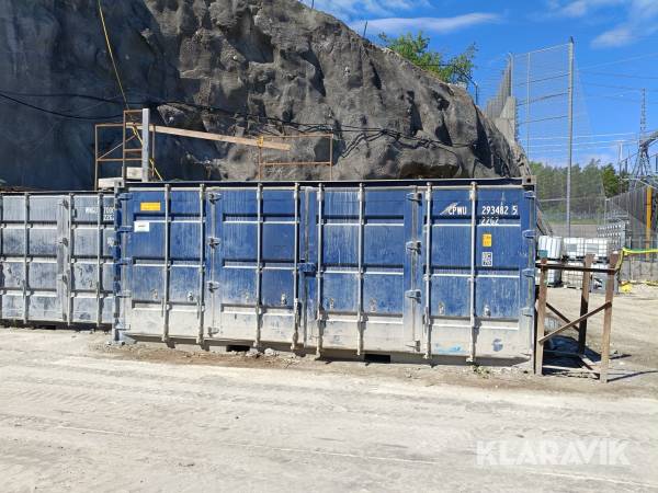 Miljöcontainer 20fot med öppen lång & kortsida