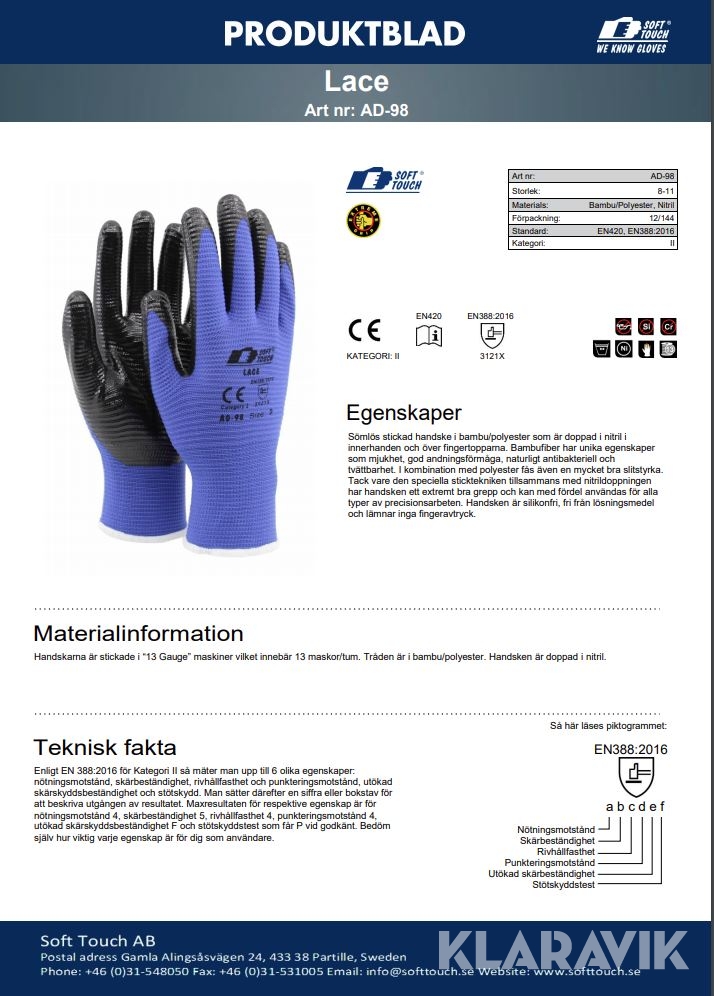 Nitrildoppade handskar 144 par Soft Touch ® Lace
