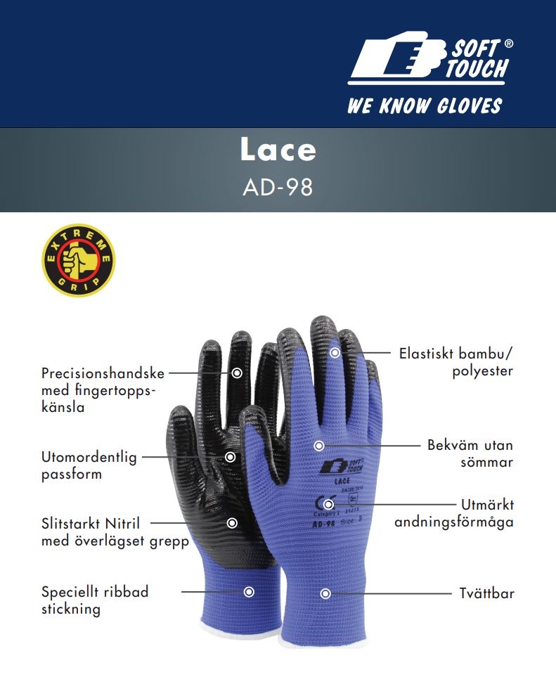 Nitrildoppade handskar 144 par Soft Touch ® Lace