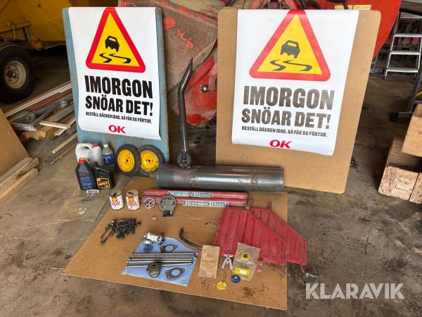 Parti äldre fordonsdelar och bruksföremål
