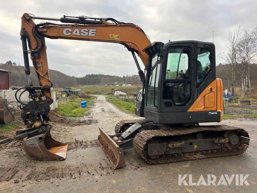 Grävmaskin Case CX85D SR med rotator med grip & 3 skopor