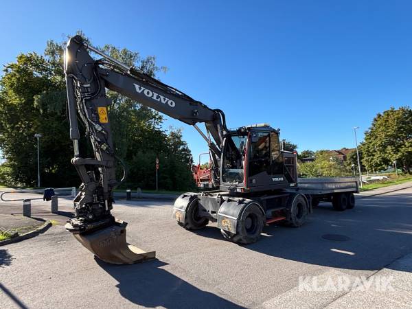 Hjulgrävare Volvo EWR170E med GPS, tiltrotator, vagn och redskap