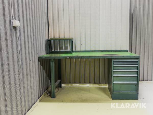 Arbetsbänk, solid furu och hurts i stål med 6 lådor AB Werba