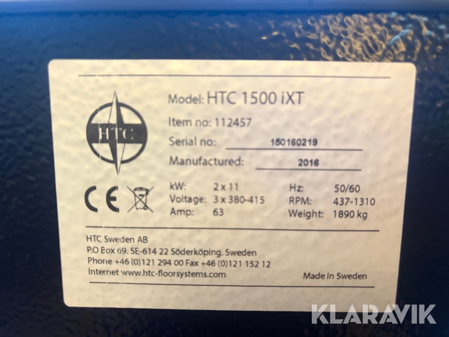 Golvslipmaskin HTC 1500 ixT