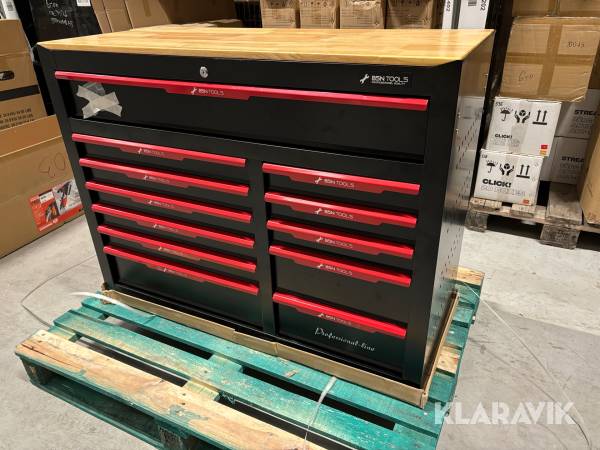 Verkstadsvagn Stor Verktygsvagn inkl verktyg och hjul - 12 lådor, 11 inkl verktyg BSN Tools