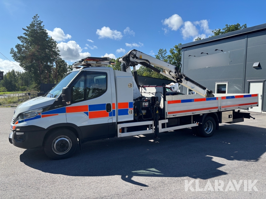 Flakbil Iveco Daily 70-180H Chassi Cab 3.0 med kran