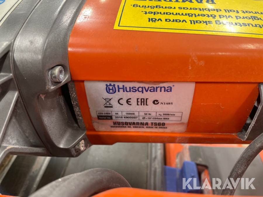 Kakel & klinkersåg Husqvarna TS60, Svalöv, Klaravik auktione