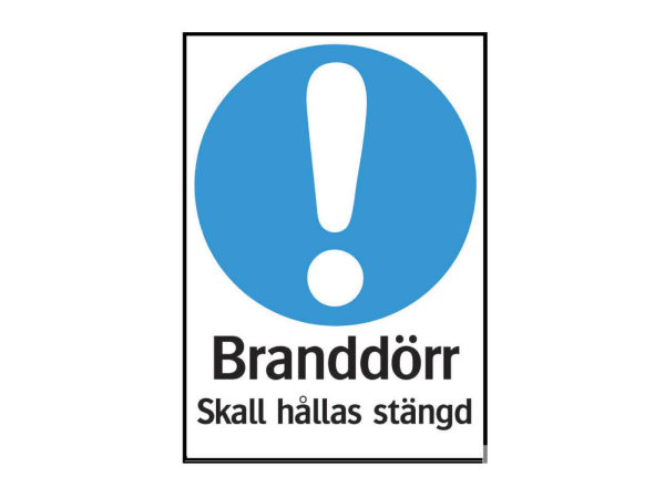 Brandskyltar Systemtext Branddörr skall hållas stängd, 210 × 297 mm, 20 st