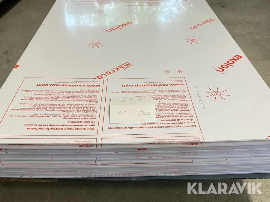 Polykarbonatskivor Makrolon 2838x580x3mm 35st