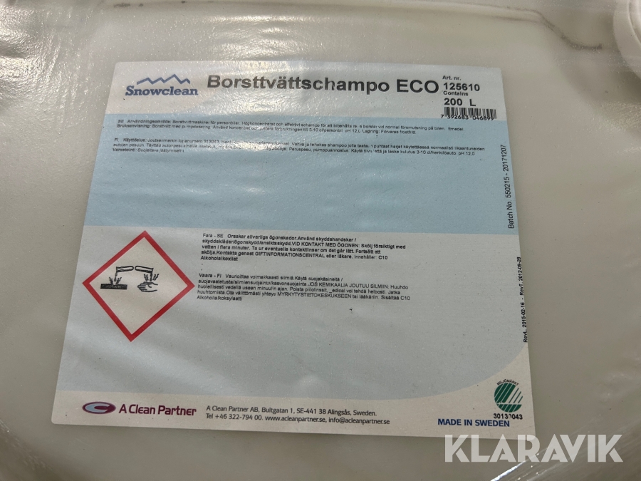 Snowclean Borsttvätt schampoo Eco 400 L Snowclean, Trollhättan, Klarav