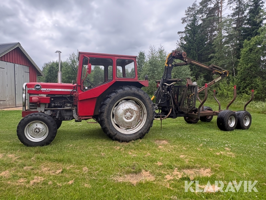 Traktor Massey Ferguson 168 Multi-power med Farma 51D  Skogsvagn