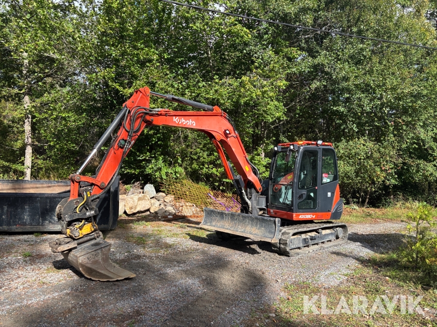 Grävmaskin Kubota KX080-4 med redskap & tiltrotator