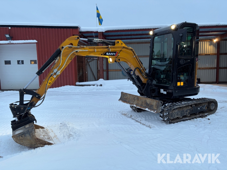 Minigrävare Sany SY26U med maskintrailer Wiola