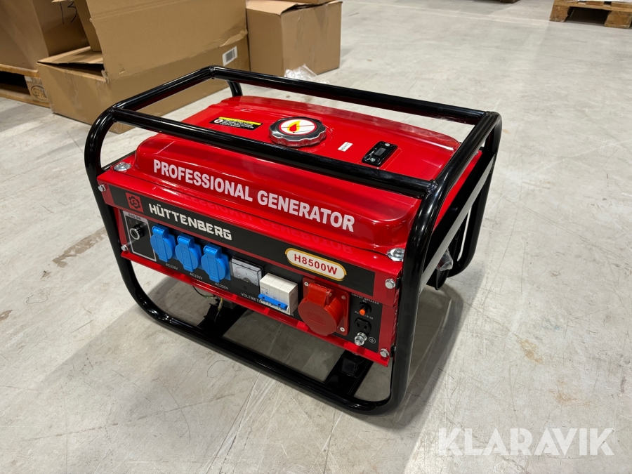Generator/elverk 2,5 kW, tystgående Hüttenberg H8500W bensindriven