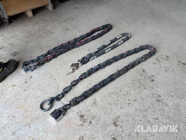 3 st låskätringar Abus & Bemattan Klass 3 med hänglås